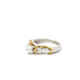 Platinum / 18k Yellow Gold .50ct E VS2 Round Center /.50ct E VS2 Baguette Diamond Channel Set Engagement Ring